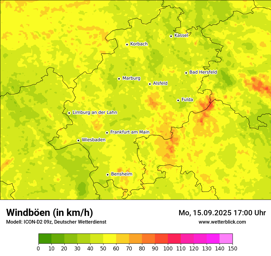Modellkarten Windgeschwindigkeit