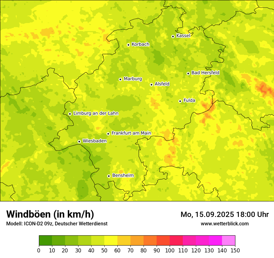 Modellkarten Windgeschwindigkeit