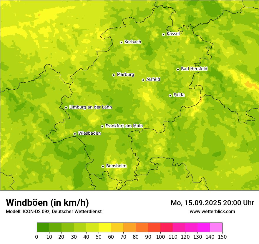 Modellkarten Windgeschwindigkeit