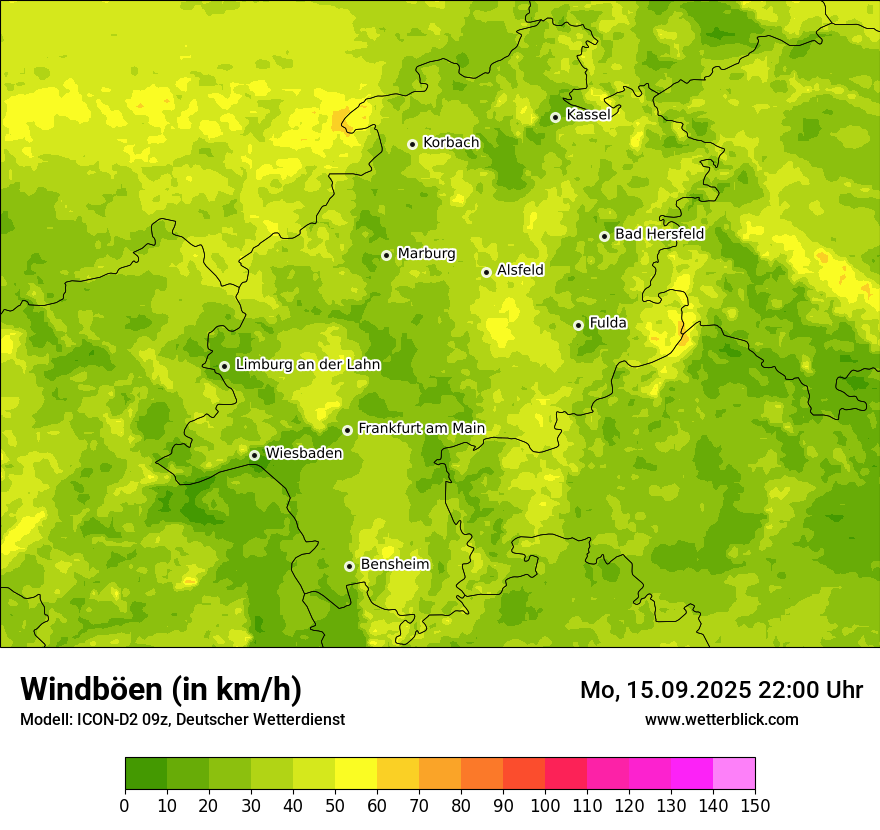 Modellkarten Windgeschwindigkeit