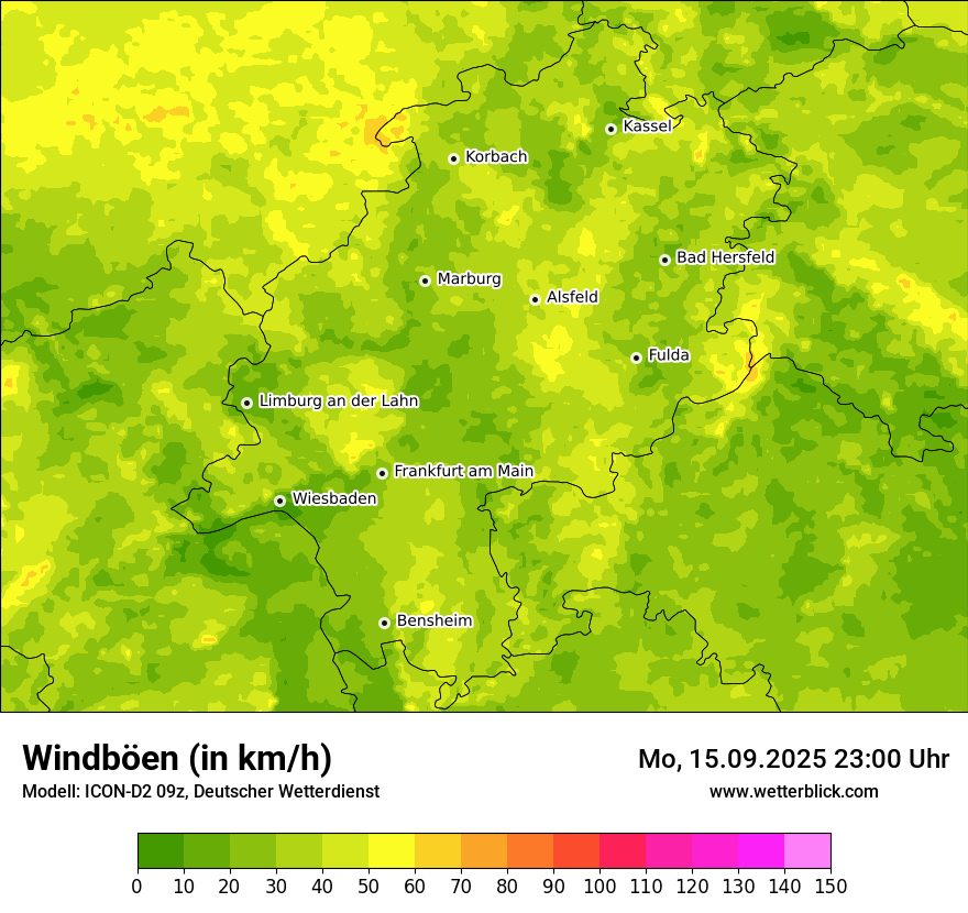 Modellkarten Windgeschwindigkeit