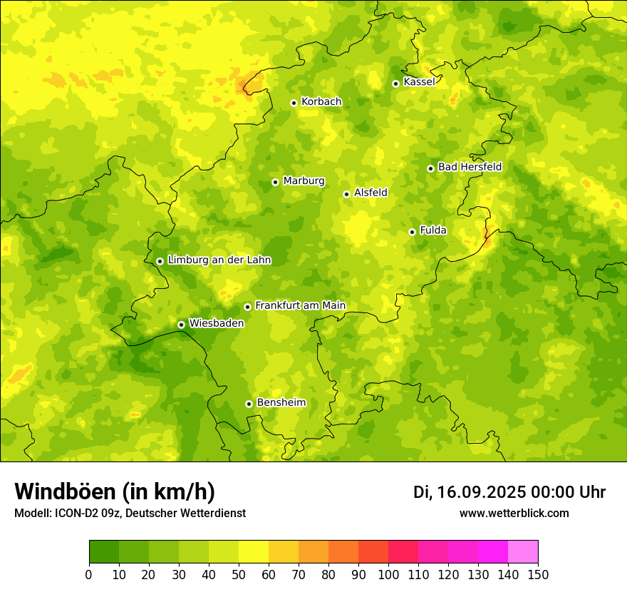 Modellkarten Windgeschwindigkeit