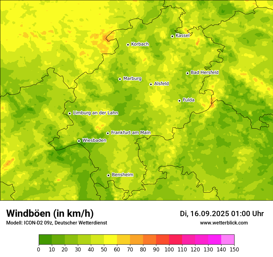 Modellkarten Windgeschwindigkeit