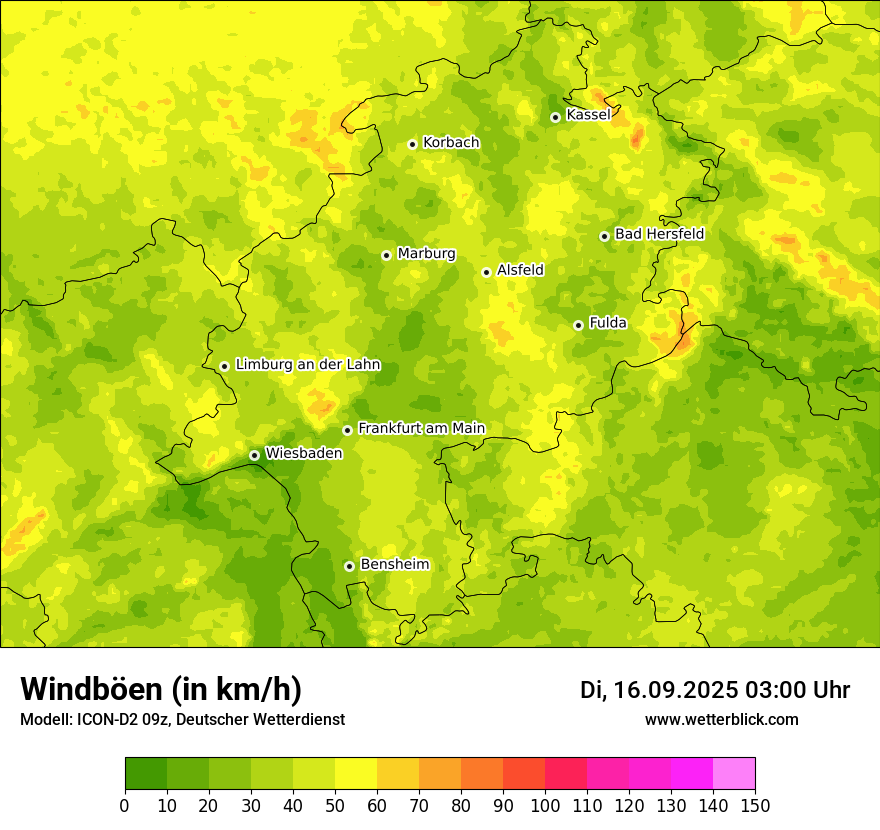 Modellkarten Windgeschwindigkeit