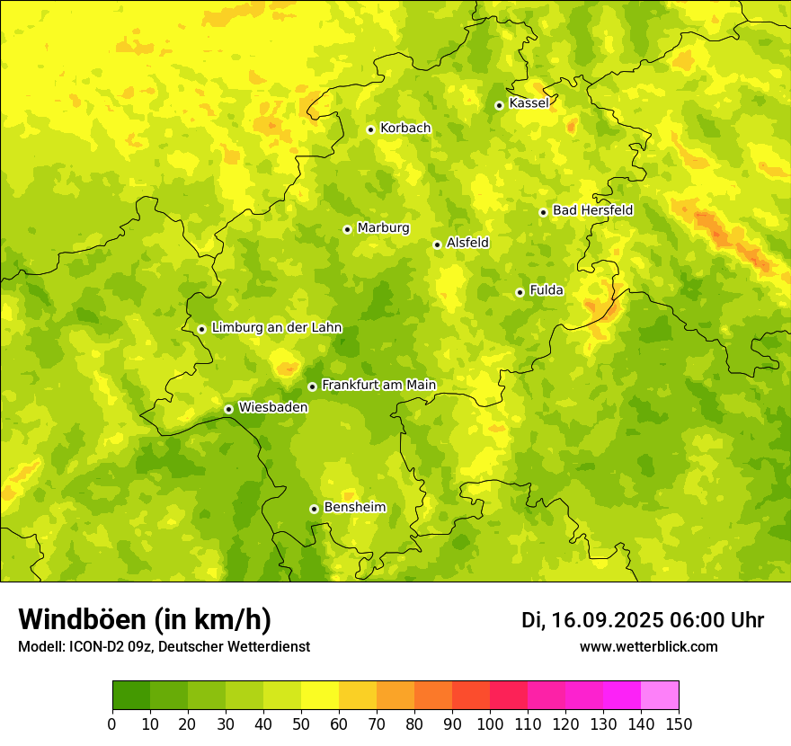 Modellkarten Windgeschwindigkeit