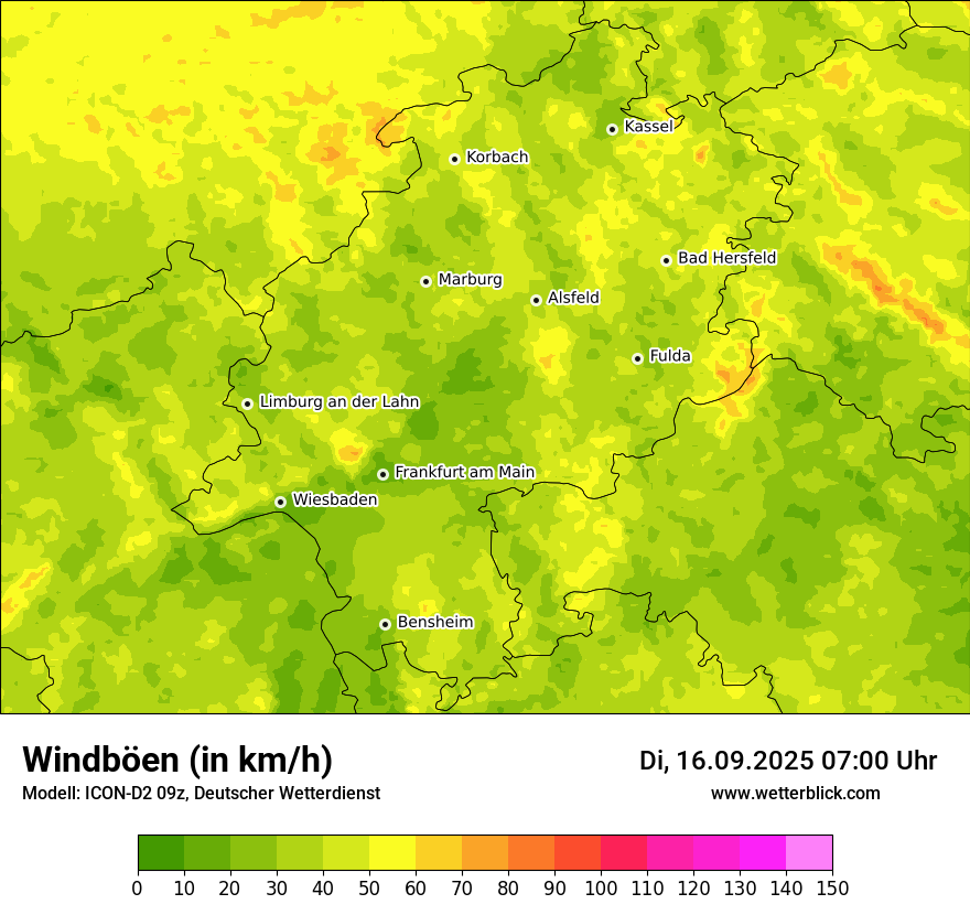 Modellkarten Windgeschwindigkeit
