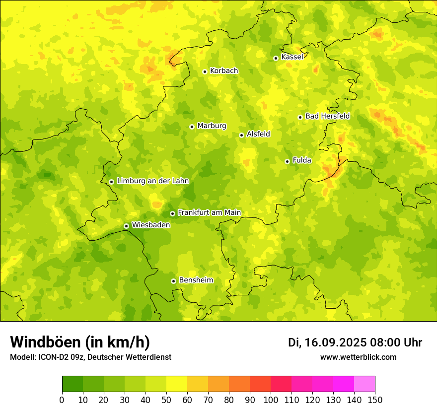 Modellkarten Windgeschwindigkeit