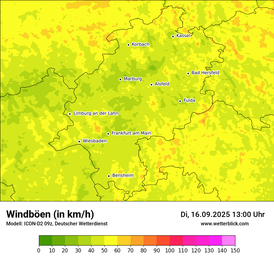 Modellkarten Windgeschwindigkeit