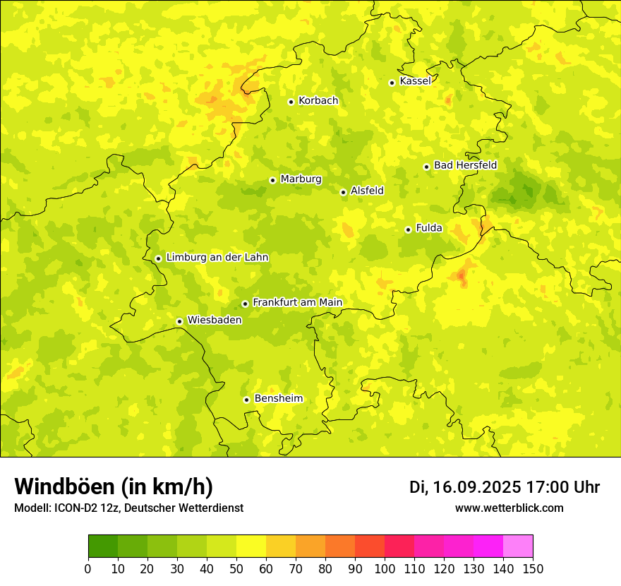 Modellkarten Windgeschwindigkeit