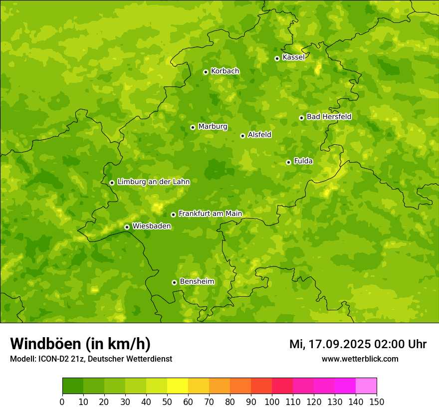 Modellkarten Windgeschwindigkeit