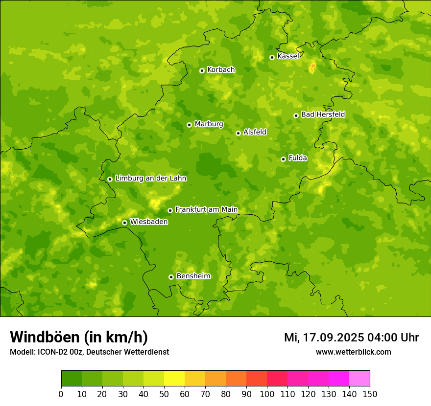 Modellkarten Windgeschwindigkeit