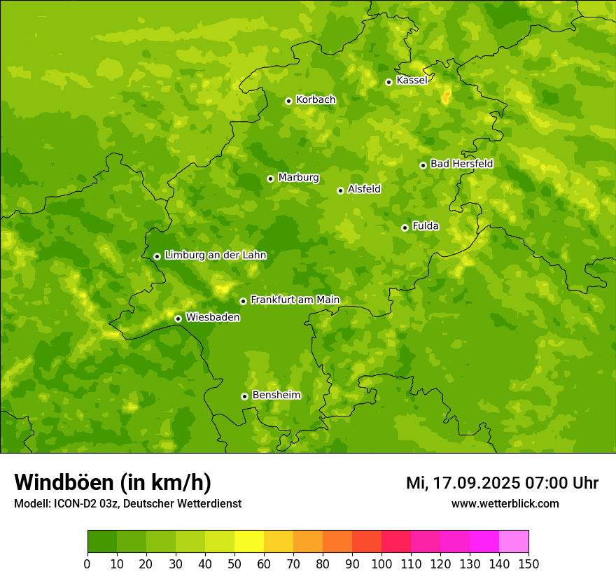 Modellkarten Windgeschwindigkeit