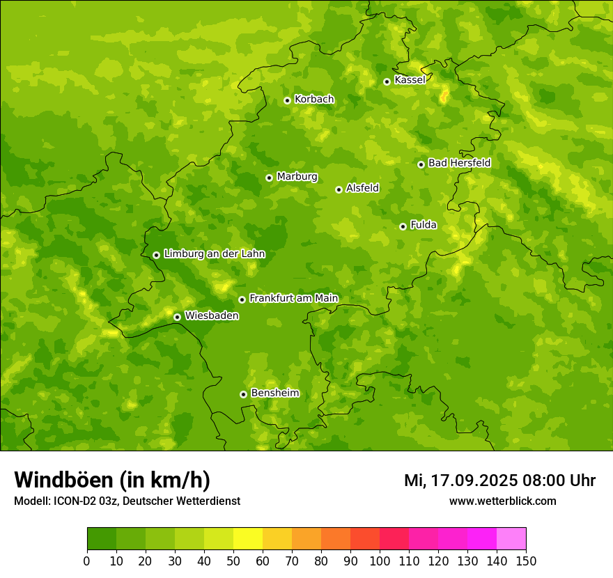 Modellkarten Windgeschwindigkeit