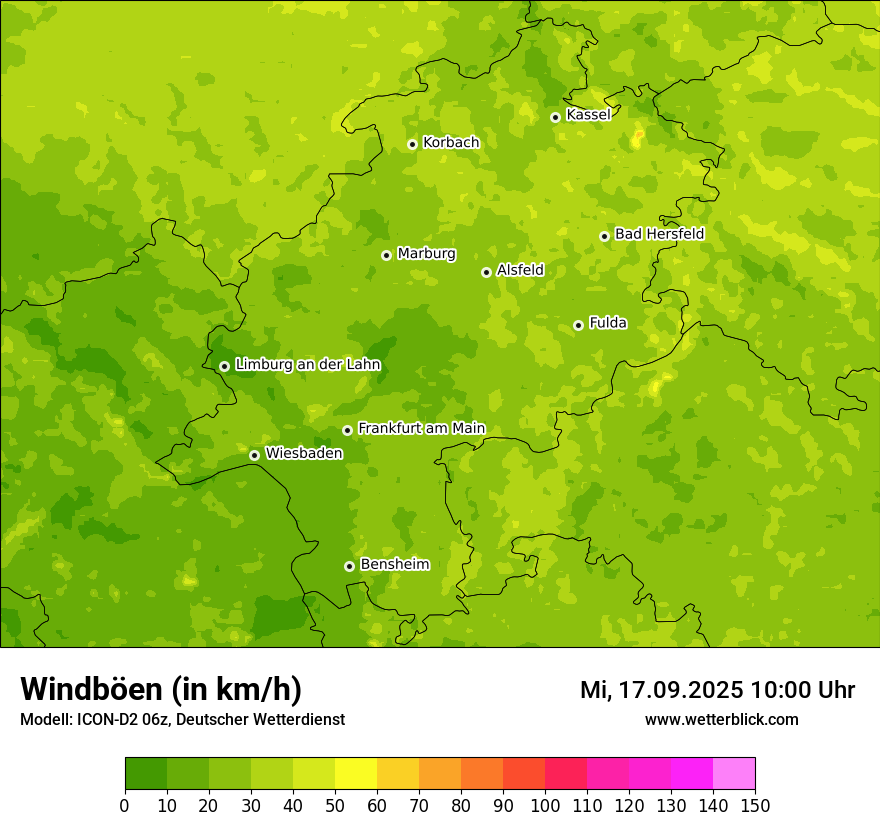 Modellkarten Windgeschwindigkeit