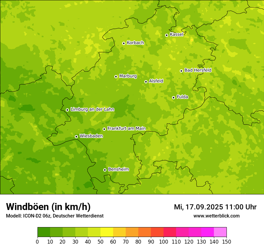 Modellkarten Windgeschwindigkeit