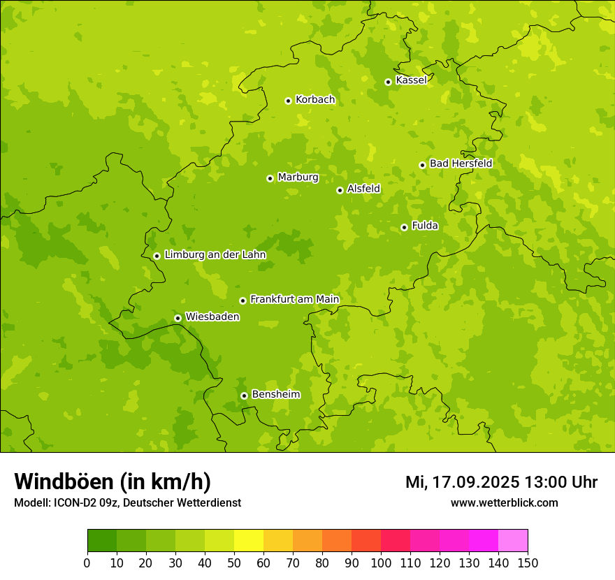 Modellkarten Windgeschwindigkeit