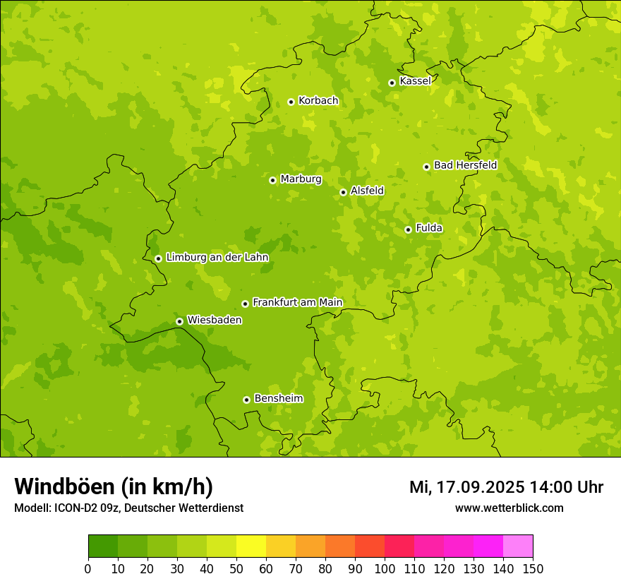 Modellkarten Windgeschwindigkeit
