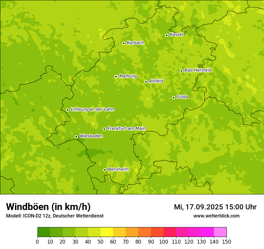 Modellkarten Windgeschwindigkeit