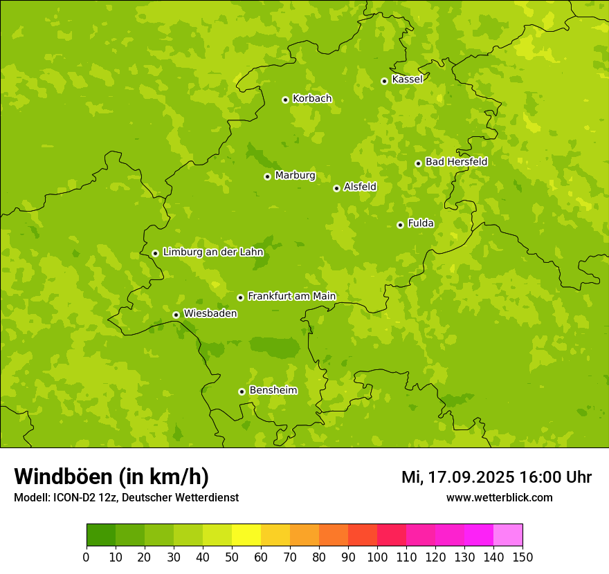 Modellkarten Windgeschwindigkeit