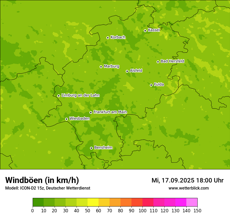 Modellkarten Windgeschwindigkeit