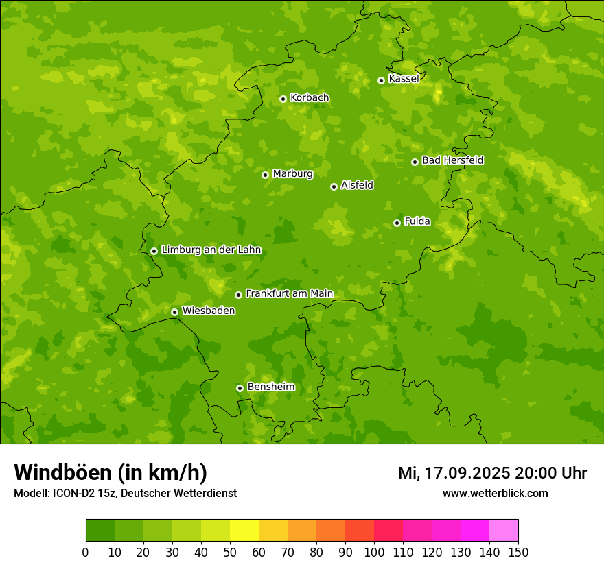 Modellkarten Windgeschwindigkeit