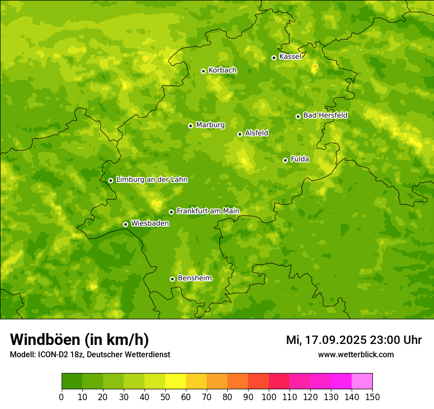 Modellkarten Windgeschwindigkeit