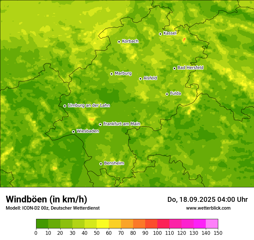 Modellkarten Windgeschwindigkeit