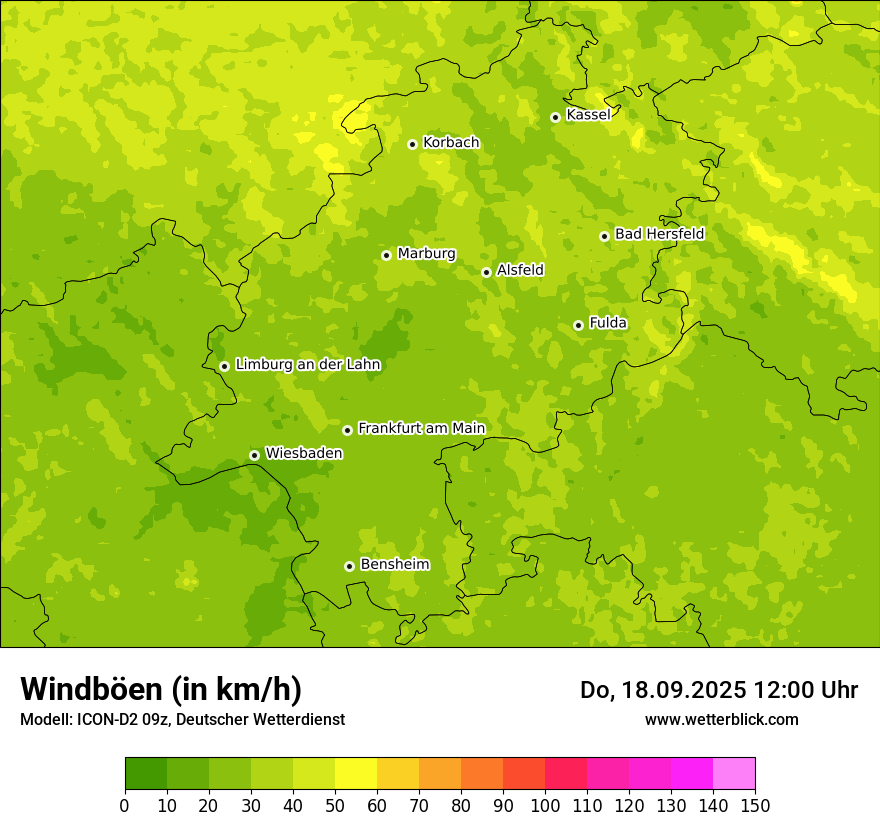 Modellkarten Windgeschwindigkeit