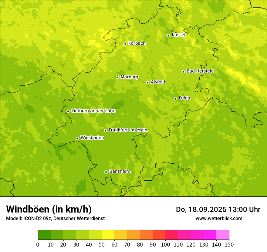 Modellkarten Windgeschwindigkeit