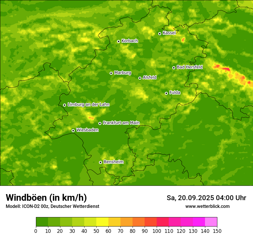 Modellkarten Windgeschwindigkeit