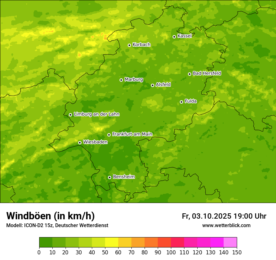 Modellkarten Windgeschwindigkeit