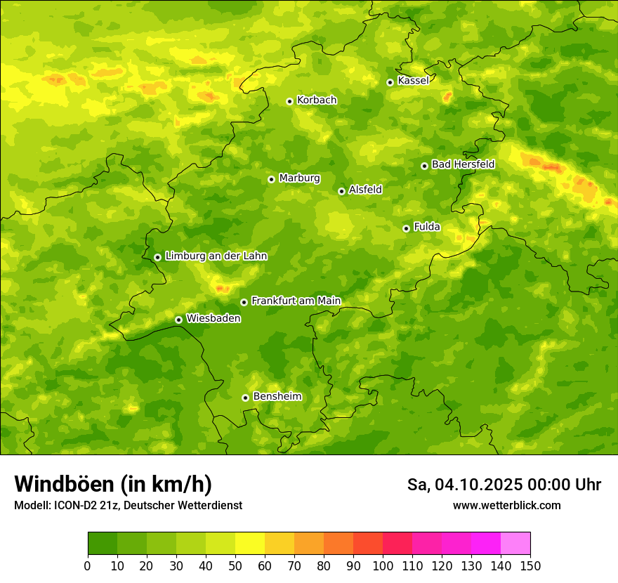 Modellkarten Windgeschwindigkeit