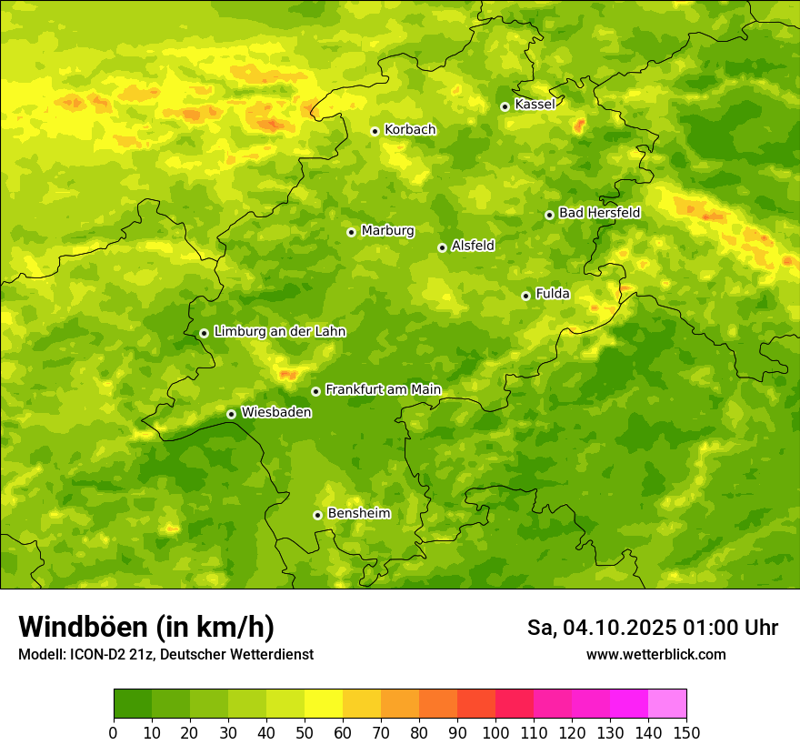 Modellkarten Windgeschwindigkeit