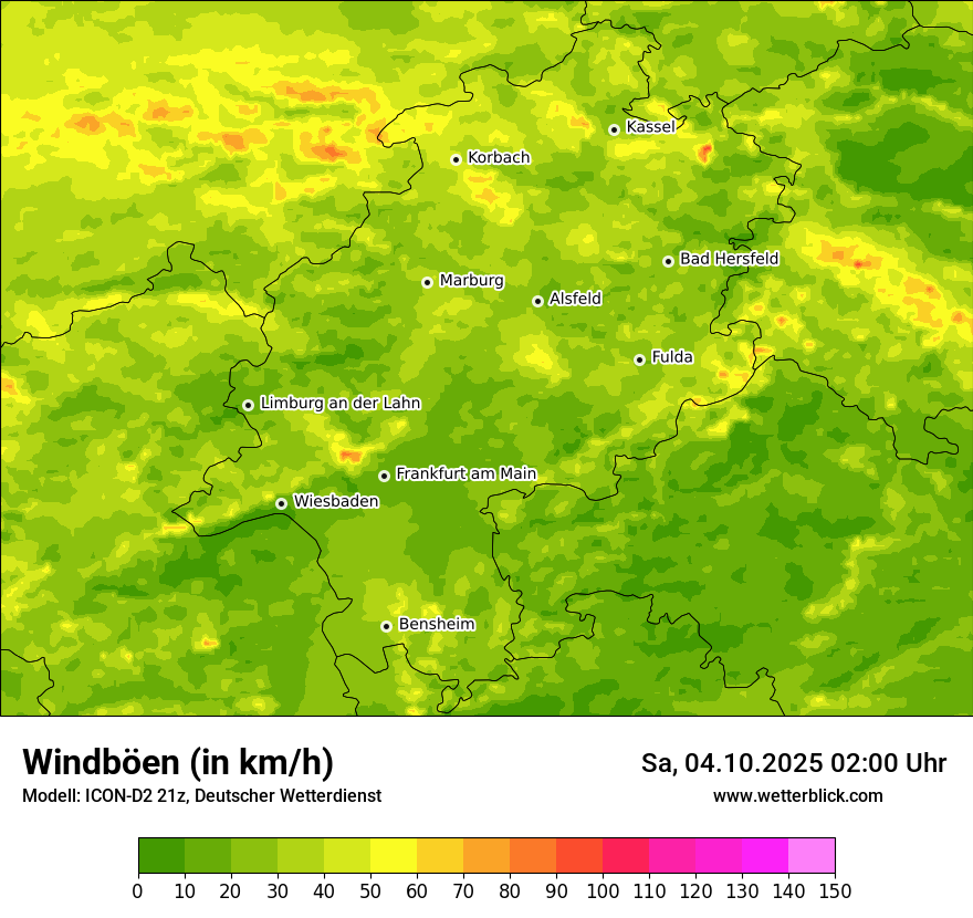 Modellkarten Windgeschwindigkeit