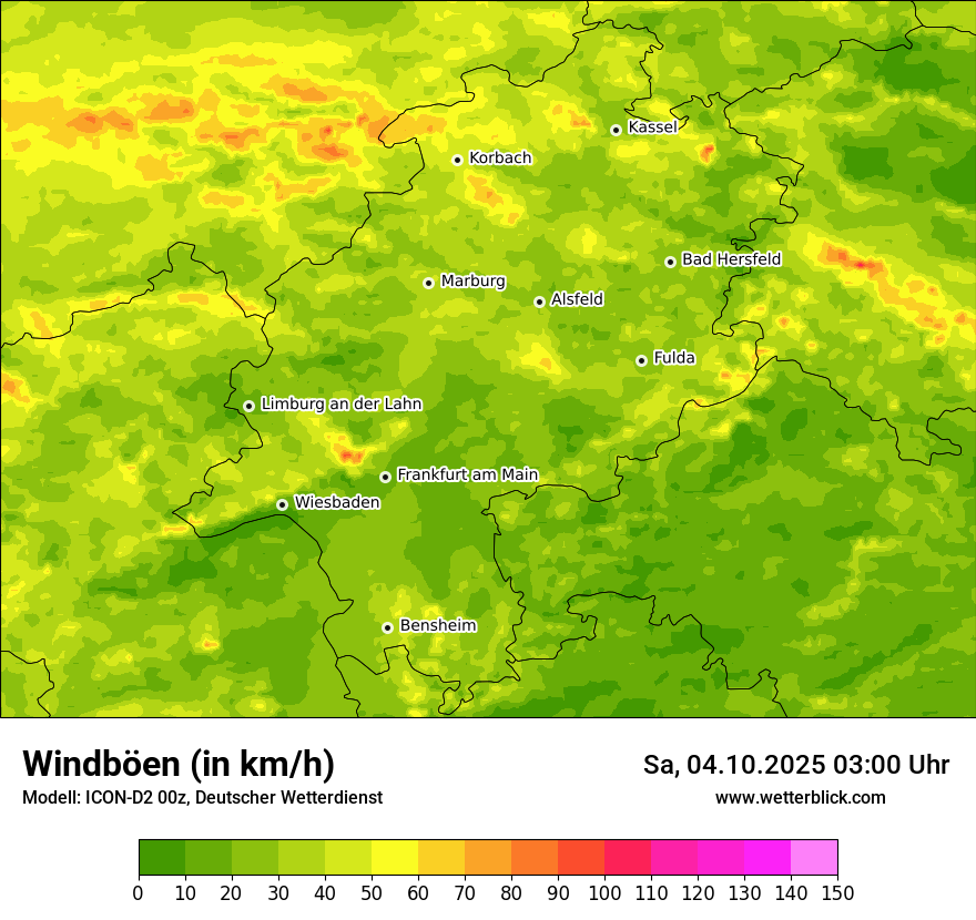 Modellkarten Windgeschwindigkeit