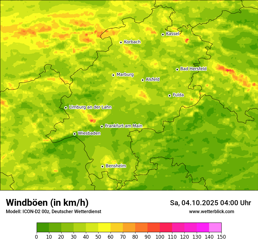 Modellkarten Windgeschwindigkeit
