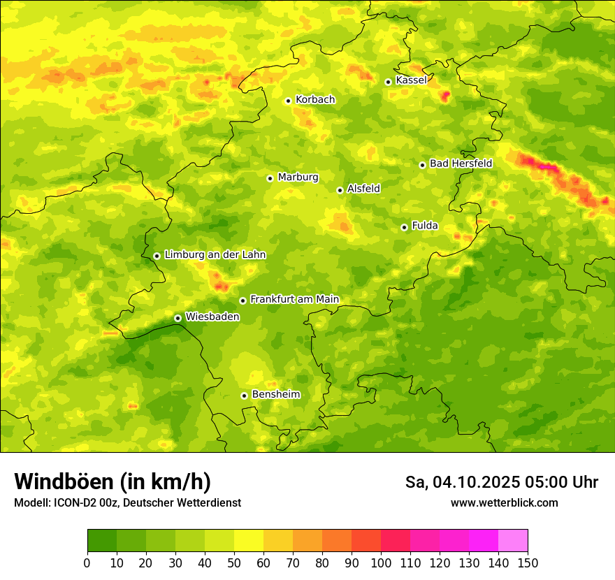 Modellkarten Windgeschwindigkeit