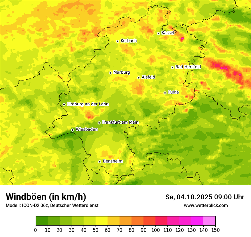 Modellkarten Windgeschwindigkeit