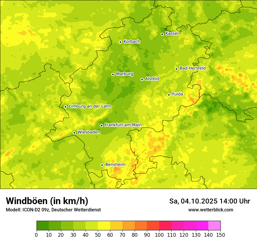 Modellkarten Windgeschwindigkeit