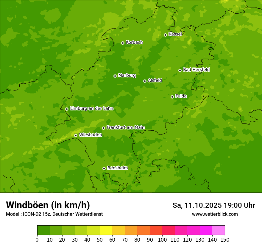 Modellkarten Windgeschwindigkeit