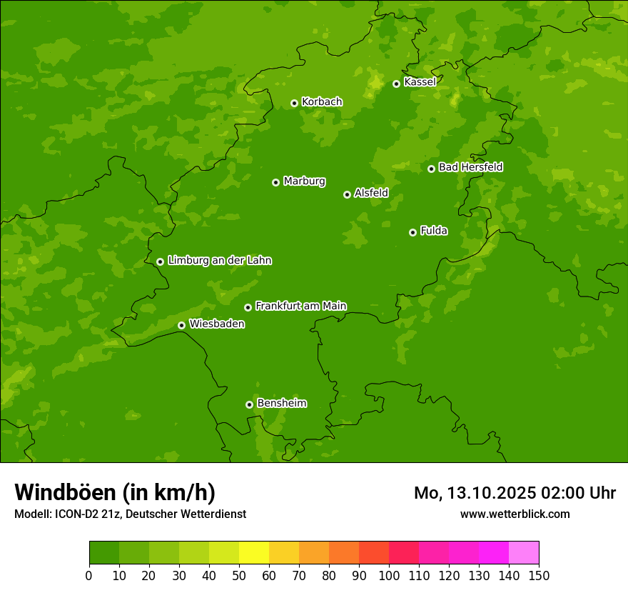 Modellkarten Windgeschwindigkeit