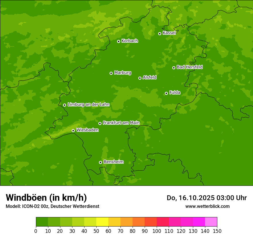 Modellkarten Windgeschwindigkeit