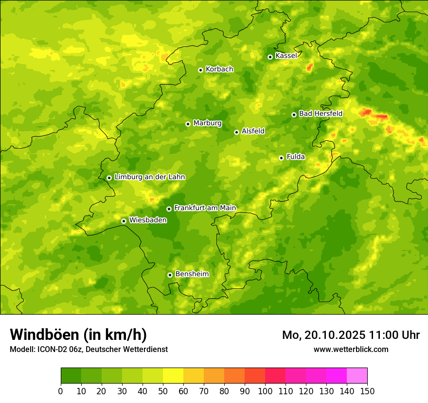 Modellkarten Windgeschwindigkeit