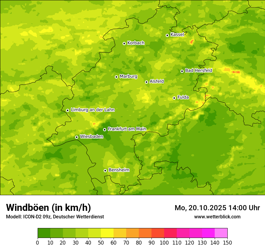 Modellkarten Windgeschwindigkeit