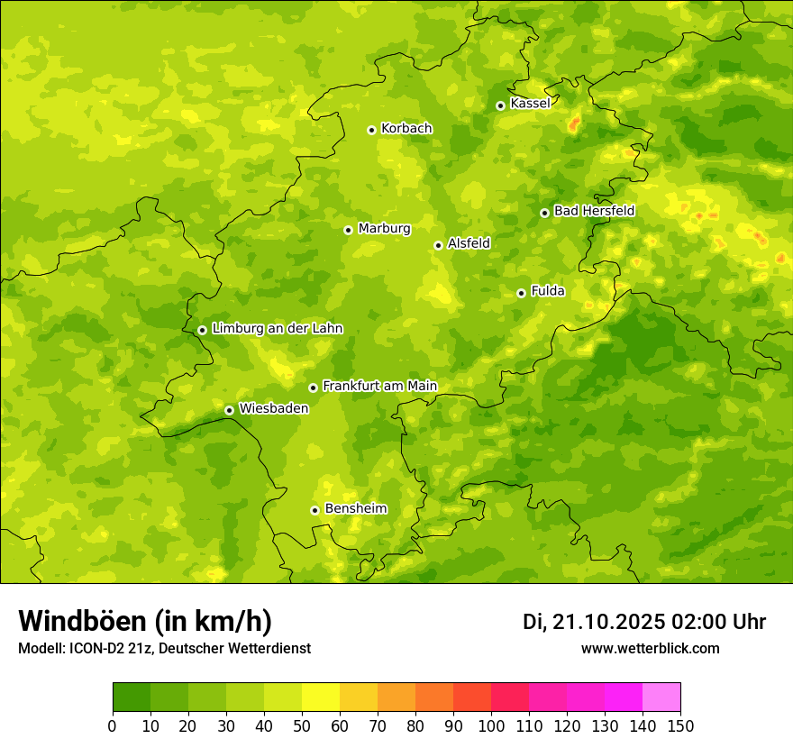 Modellkarten Windgeschwindigkeit