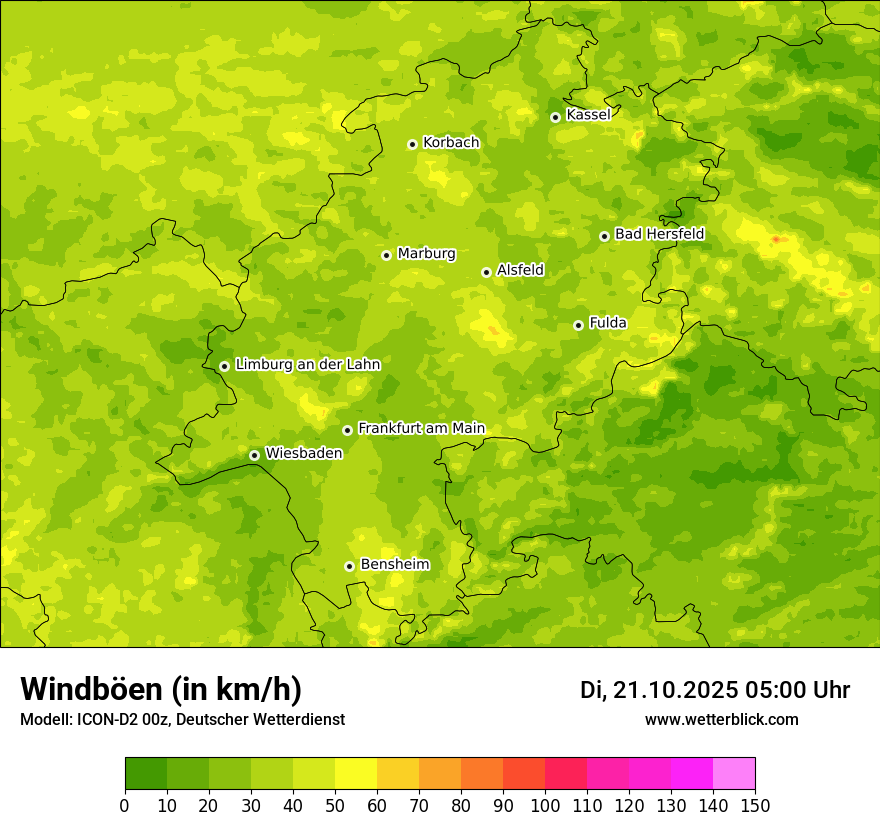 Modellkarten Windgeschwindigkeit