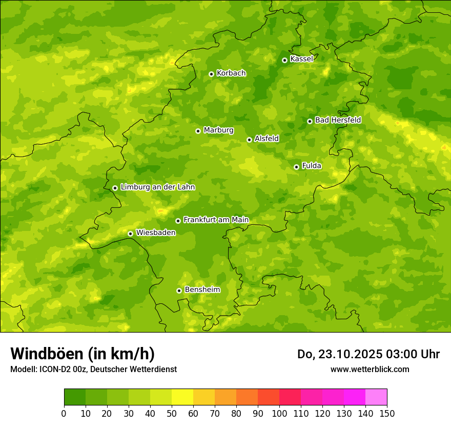 Modellkarten Windgeschwindigkeit