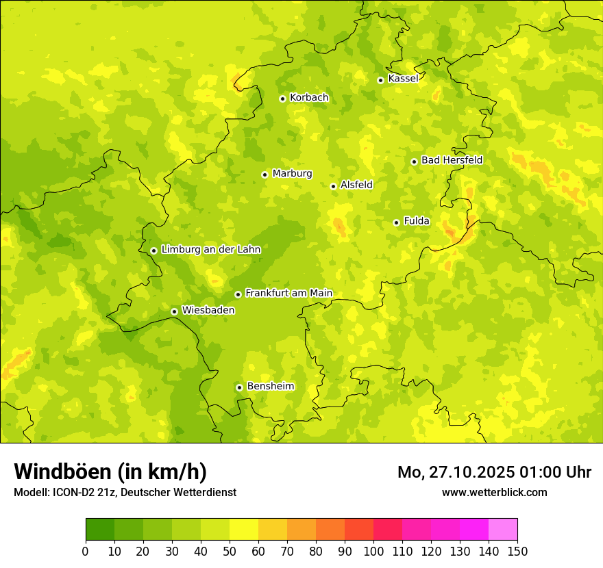 Modellkarten Windgeschwindigkeit