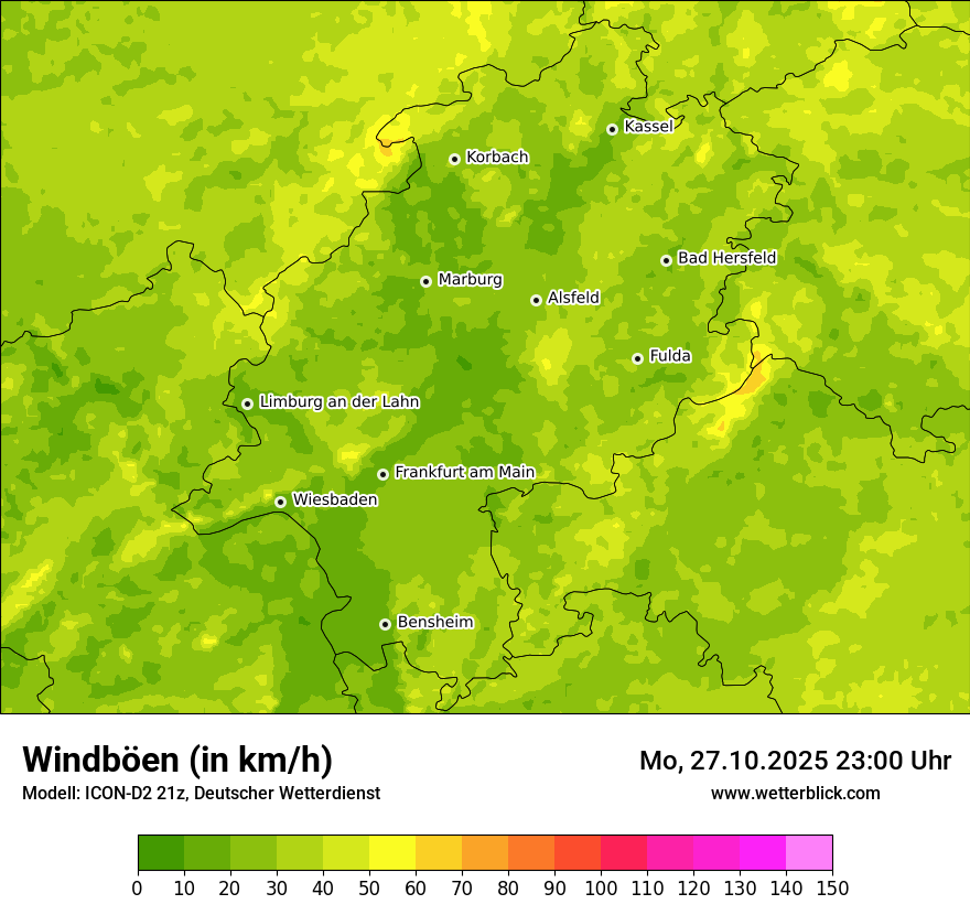 Modellkarten Windgeschwindigkeit
