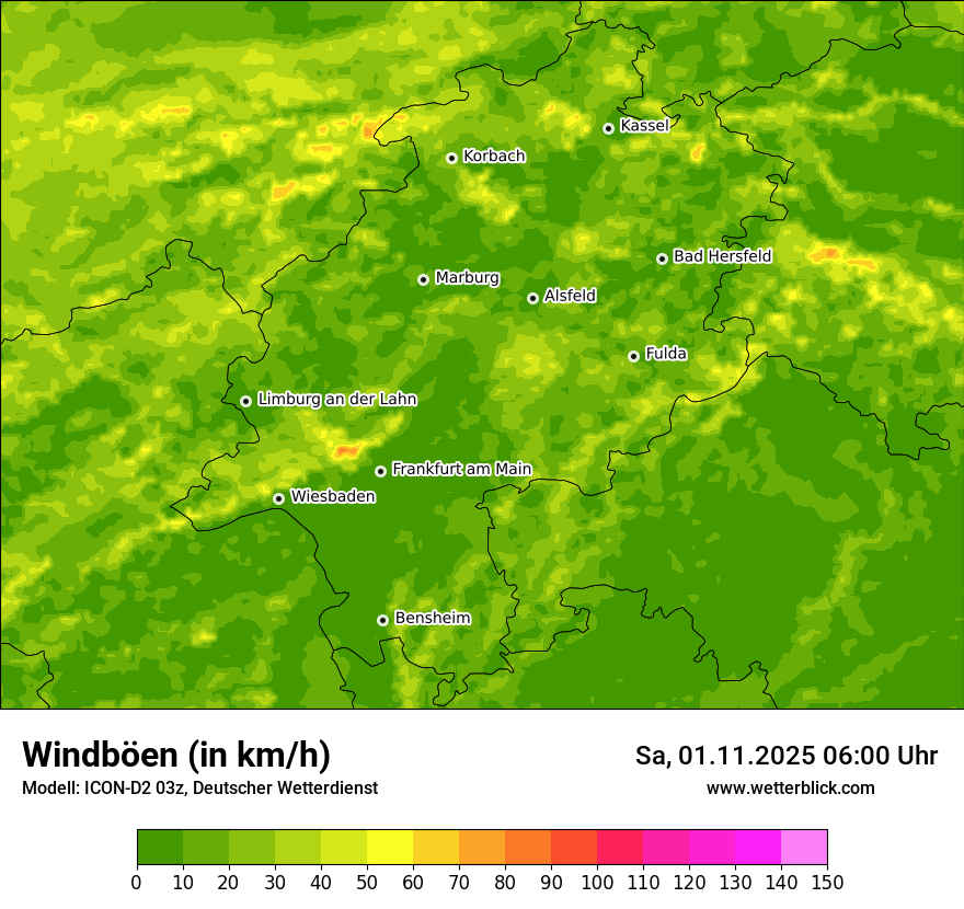 Modellkarten Windgeschwindigkeit